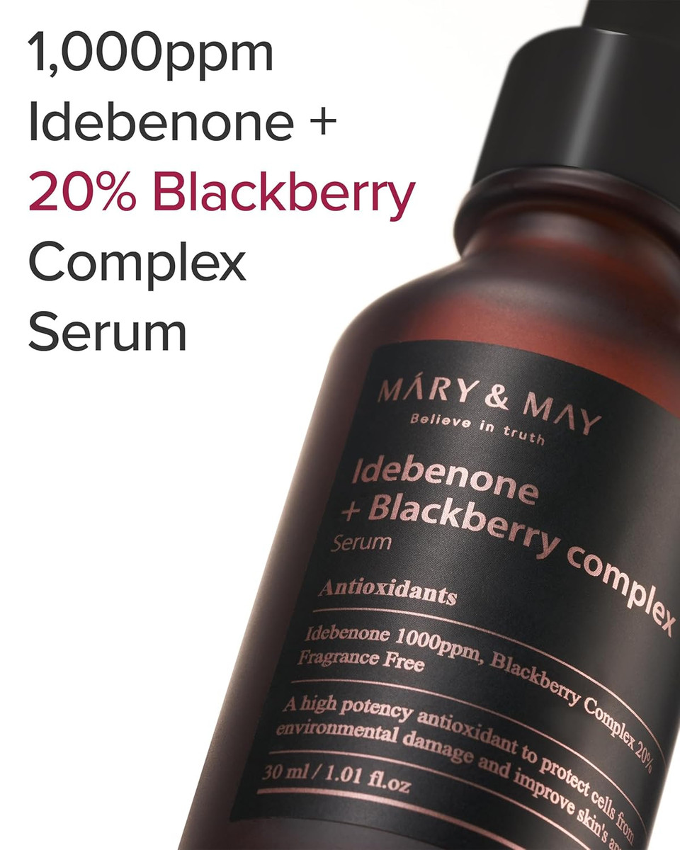 Mary&May Idebenone + Blackberry Complex Serum - Potent Anti Aging For Enhanced Antioxidant And Skin Nourishment - Korean Face Skincare, Ewg Green Grade, Cruelty-Free, 1.01 Fl.Oz