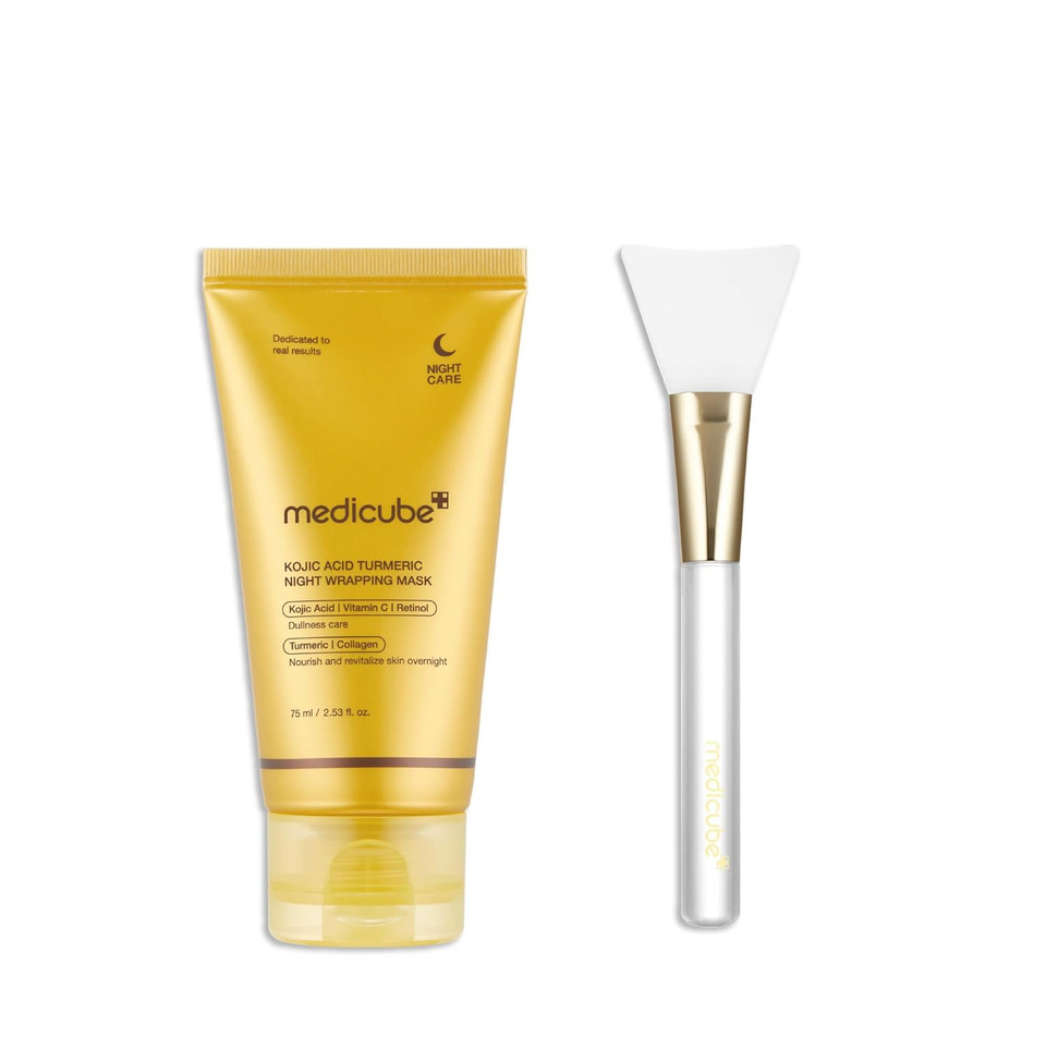 Medicube Overnight Glow Duo For Uneven Skin Tone: Turmeric Overnight Wrapping Peel Off Mask And Jelly Brush Medicube Overnight Glow Duo For Uneven Skin Tone: Turmeric Overnight Wrapping Peel Off Mask And Jelly Brush
