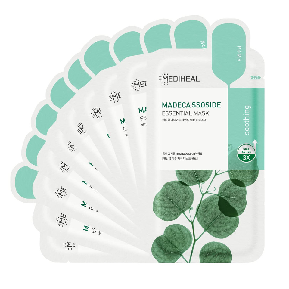 Mediheal Official Best Korean Sheet Mask - Tea Tree Essential Face Mask 4 Sheets Skin Soothing Treat Blemishes Sebum Control For All Skin Types