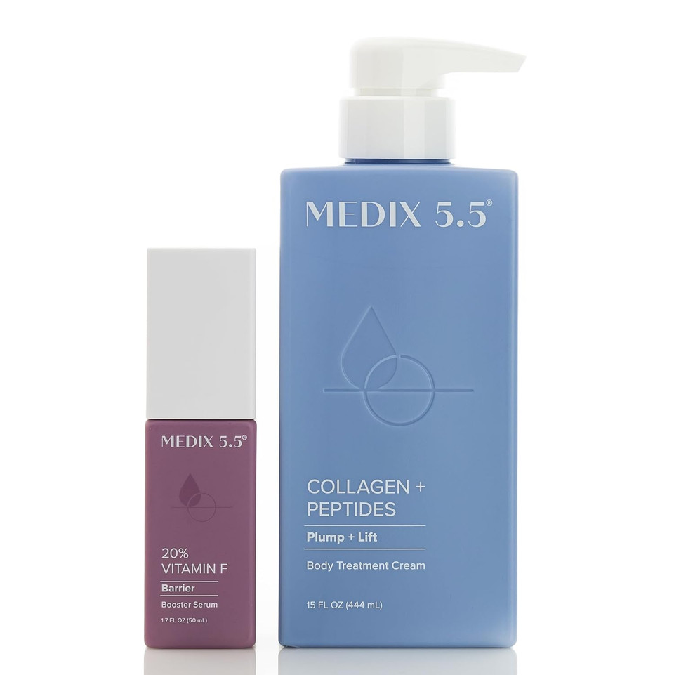 Medix 5.5 Collagen + Peptides Firming Cream + 20% Vitamin F Anti-Aging Booster Serum Set