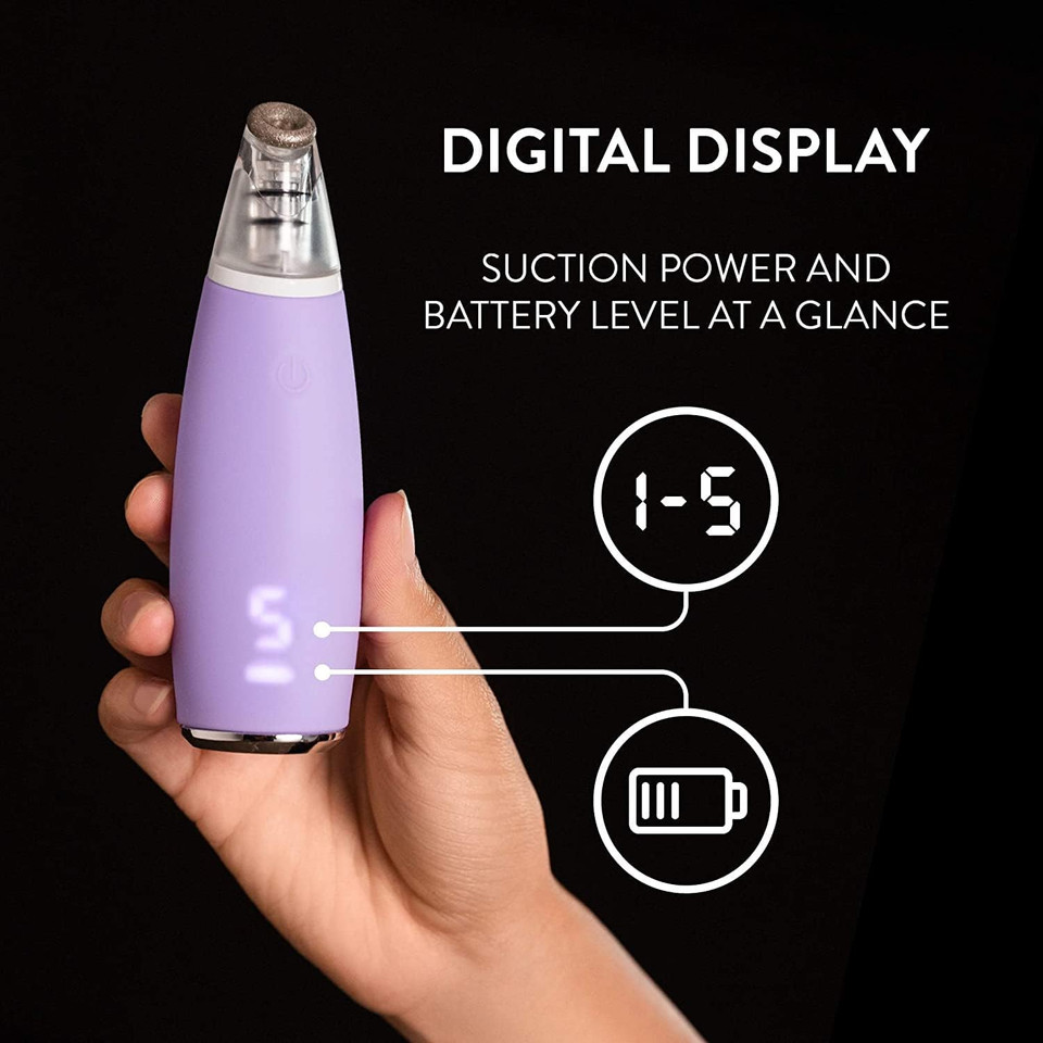 Microderm Glo Gem Diamond Microdermabrasion And Suction Tool - Blackhead Remover Pore Vacuum Advanced Facial Treatment Machine - Anti Aging Wrinkle Care For Collagen Production & Acne Scars (Purple)