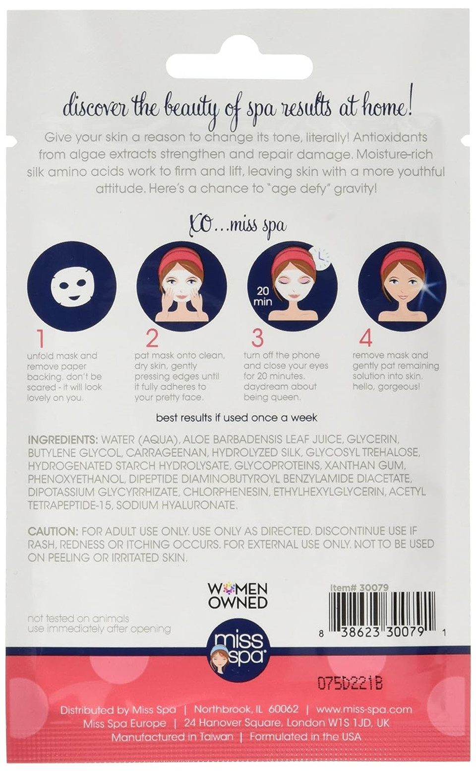 Miss Spa Age Defy Facial Sheet Mask, 0.88 Ounce