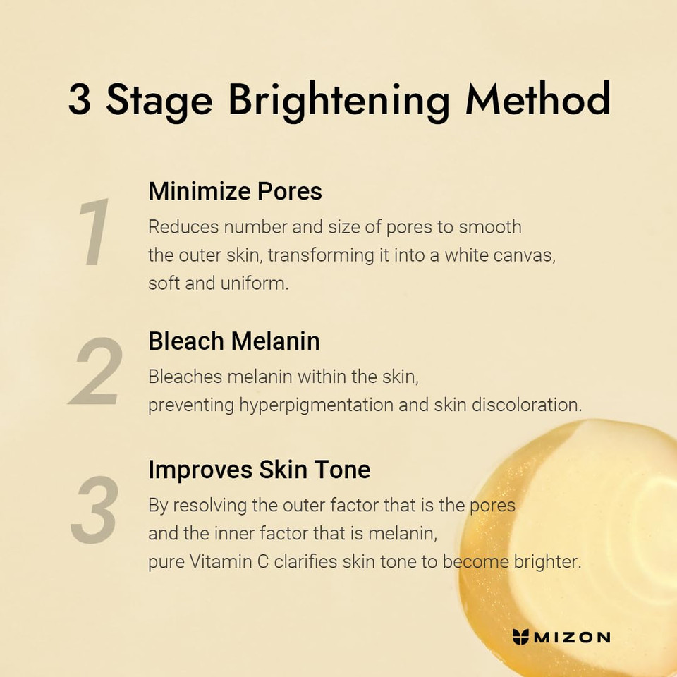 Mizon Real Vitamin C Ampoule, Pure Vitamin C, No Water Added,10 Ingredients, Nutrition, Face Moisturizer (1.01 Fl Oz)