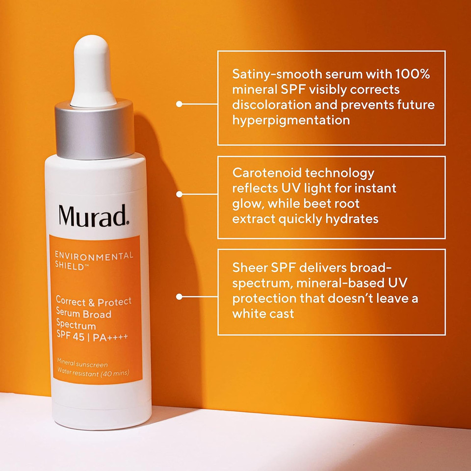 Murad Correct & Protect Broad Spectrum Spf 45 - Environmental Shield 100% Mineral Sunscreen - Blue Light Defense - Brightens And Reduces Discoloration, 1.0 Fl Oz