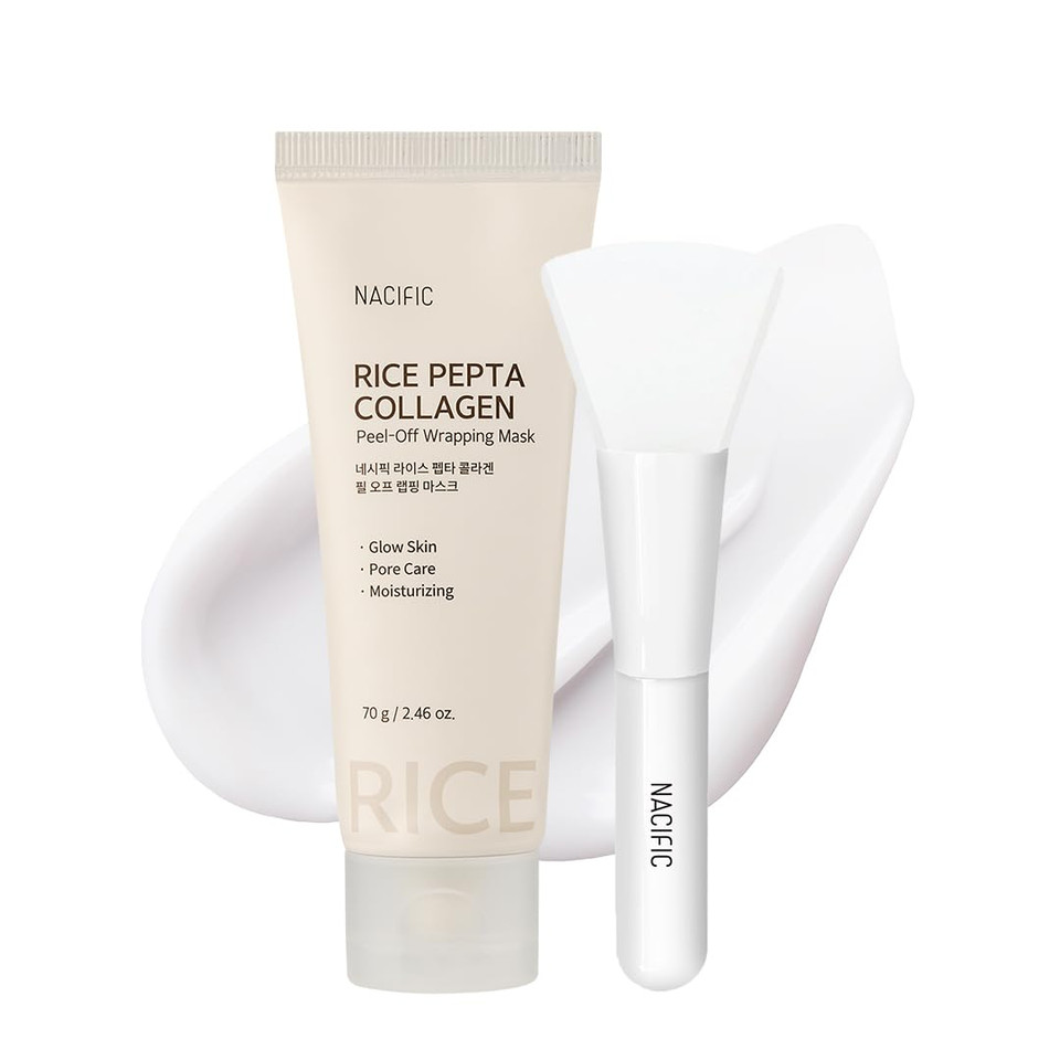 Nacific Rice Pepta Collagen Peel-Off Wrapping Mask 2.46Oz 70G  Overnight Facial Mask Pack, Hydrating, Firming & Elasticity, Pore Minimizing, Lifting, Glowy Glass Skin, Korean Skincare With Peptide