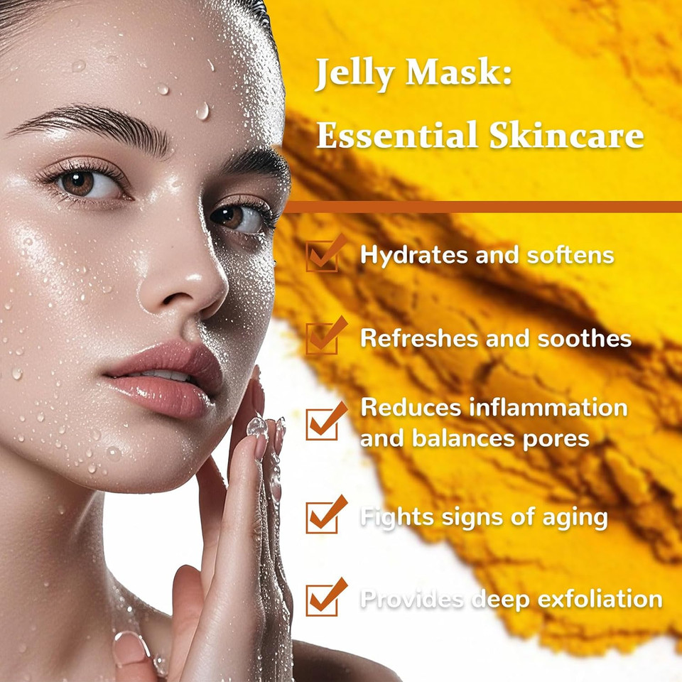 Jelly Mask For Facials Professional, Vajacial Jelly Mask | For Instant Hydration, Vegan Peel Off Face Mask, For Moisturizing(Turemic)