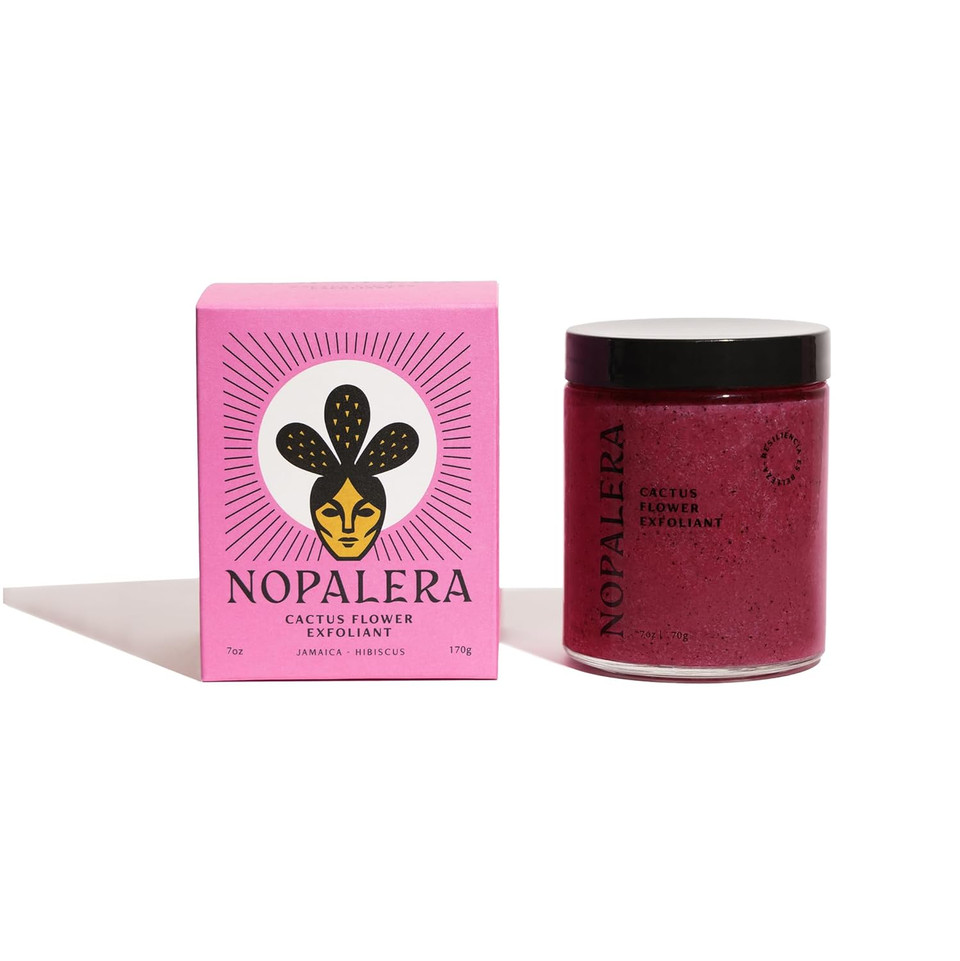 Nopalera Hibiscus Cactus Flower Exfoliant - Exfoliating Face & Body Scrub, 3-In-1 Cleanser, Exfoliator, & Moisturizer, Vegan, Cruelty-Free, Natural Floral Scent, Dye Free, 6 Oz