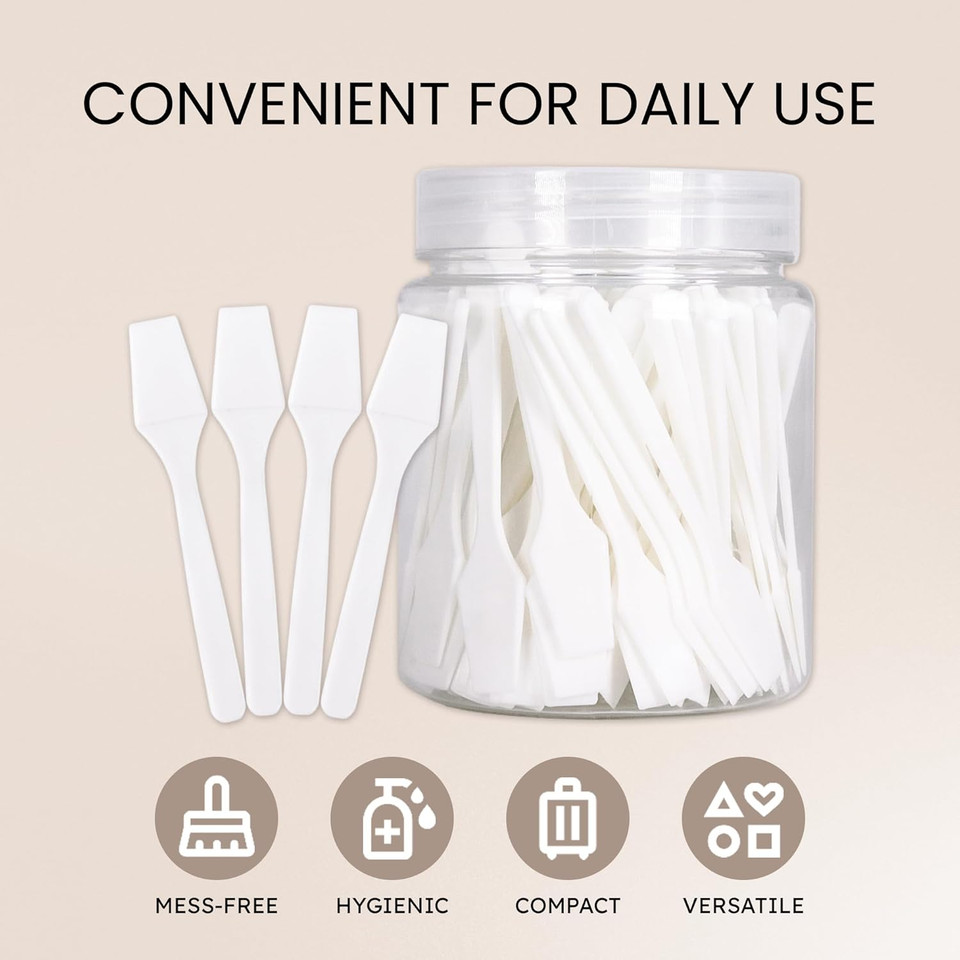 P 200Pcs Pana Cosmetic Make Up Disposable Plastic 2.5" Spatulas Skin Care Facial Cream Mask Spatula (Gray-200 Pieces In A Box)