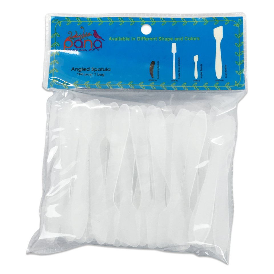 Pana® Brand 200 Pieces Disposable Makeup Frosted Tip Angled Spatula Cosmetic Skin Care Facial Cream Mask Spatula For Mixing And Sampling