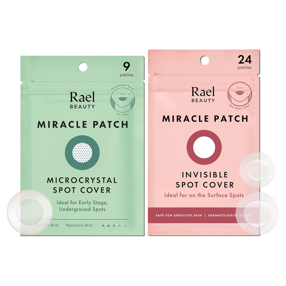 Rael Pimple Patches, Invisible & Microcrystal Spot Cover - Hydrocolloid Acne Patch For Face, Zit And Blemish, Breakouts, Vegan, Korean Skin Care (33 Count)