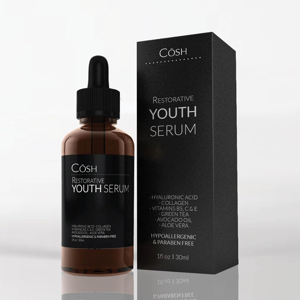 Restorative Youth Serum, Anti Aging Anti Wrinkle Topical Vitamin C Facial Serum With Hyaluronic Acid, Collagen, Aloe Vera, Vitamin B5 & E, 1 Fl Oz