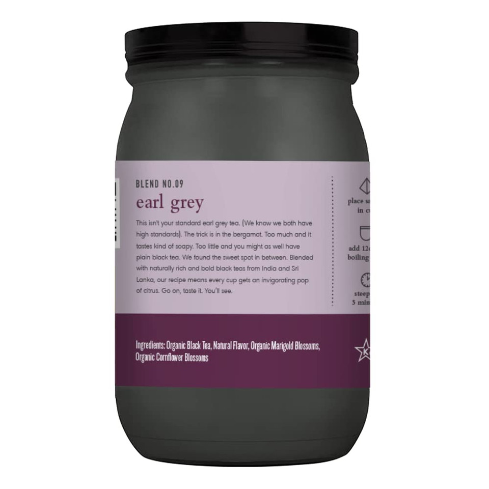 Paromi Earl Grey Organic Black Tea, Signature Jar, 15 Count