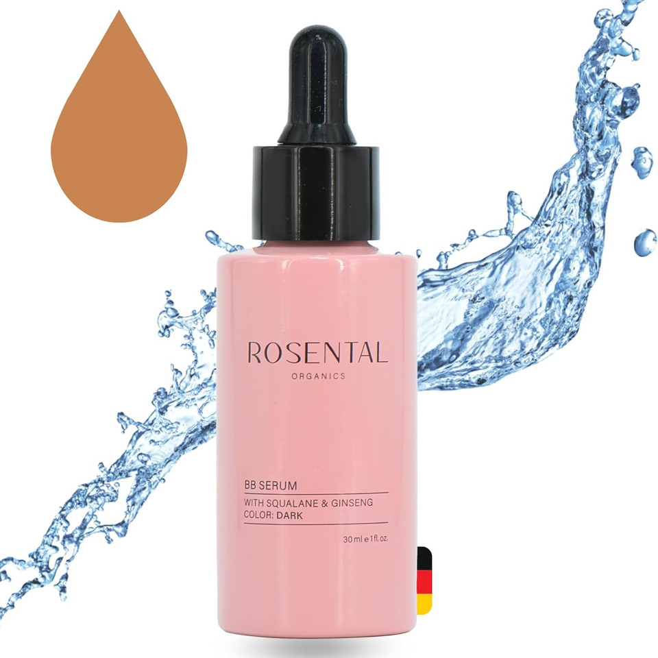 Organics Bb Serum With Squalane & Ginseng  Hydrating Tinted Serum For Face, Anti-Aging Lightweight Skin Tint Moisturizer, Natural Makeup With Glow, Light Coverage Foundation, Dark