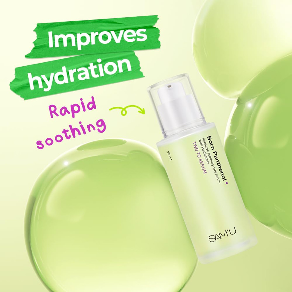 Sam'U Born Panthenol Two-To Serum With Centella Asiatica & Green Tea Seed Serum For Women, Hydrating And Soothing Formula With Hyaluronic Acid  Korean Skincare For All Skin Types (50Ml / 1.69 Fl Oz)