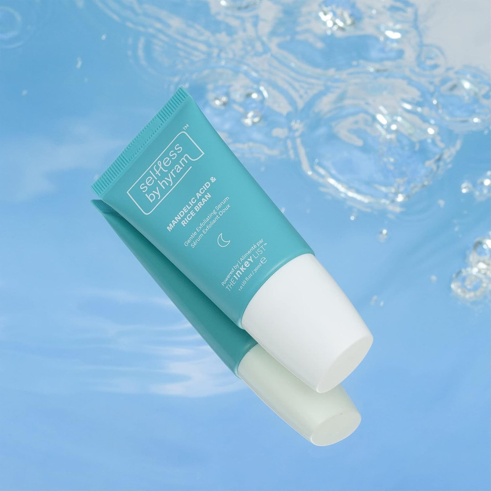 Selfless By Hyram Mandelic Acid & Rice Bran Gentle Exfoliating Serum. Phytic And Salicylic Acid Smooth Texture And Prevent Clogged Pores. For All Skin Types (1 Fl Oz)