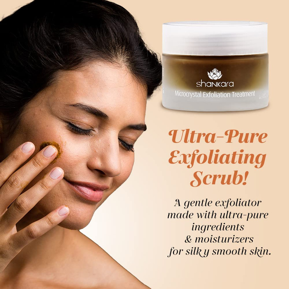 Shankara Exfoliating Face Scrub For Women & Men With Algae-Aloe Gel, Turmeric, Lavender & Papaya - Perfect Face Exfoliator For Purifying Skin, Dead Skin Scars & Rejuvenating Skin (15 Ml)