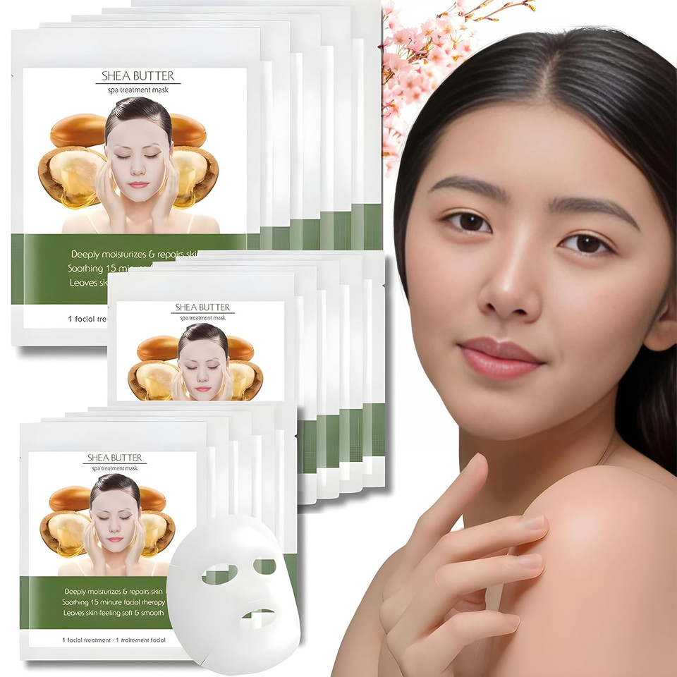 Shea Butter Facial Sheet Mask | Intense Moisture Daily Hydrating Face Masks | Face Moisturizer Skin Care Sheet | Korean Skincare | Not Tested On Animals [10 Sheets]