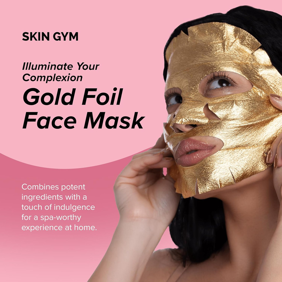 Skin Gym Gold Foil Face Mask - With Bakuchiol And Super Hydra Complex With Sodium Hyaluronate And Amino Acids- Soothing, Anti Aging, Depuffing And Anti Wrinkle
