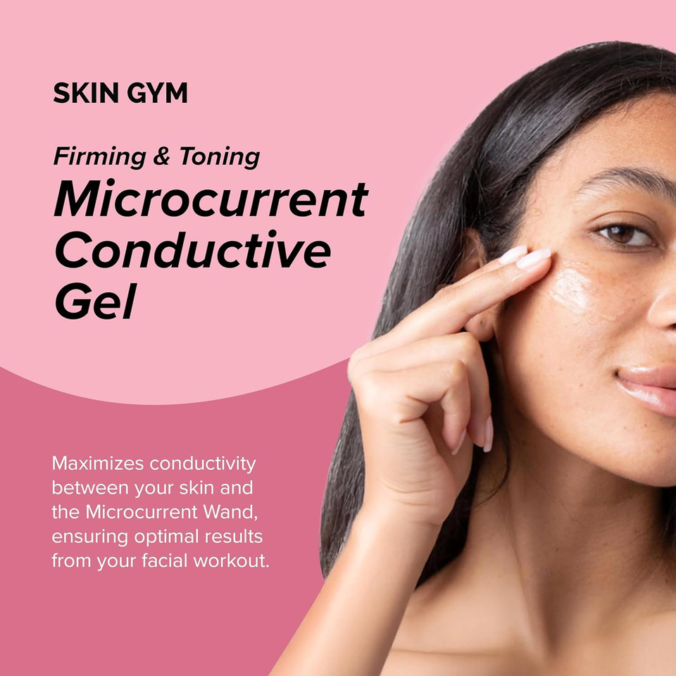 Skin Gym Microcurrent Conductive Gel For Face & Body, Hydrating Gel For Microcurrent Devices, Enhances Skin Comfort & Skincare Performance, 2.7 Oz