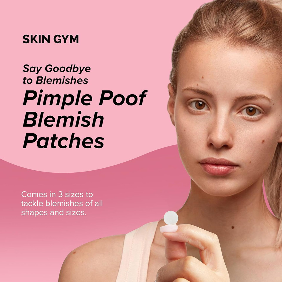 Skin Gym Pimple Poof Acne Patches, Hydrocolloid And Salicylic Acid Blemish Patches For Overnight Skin Care, 24 Count