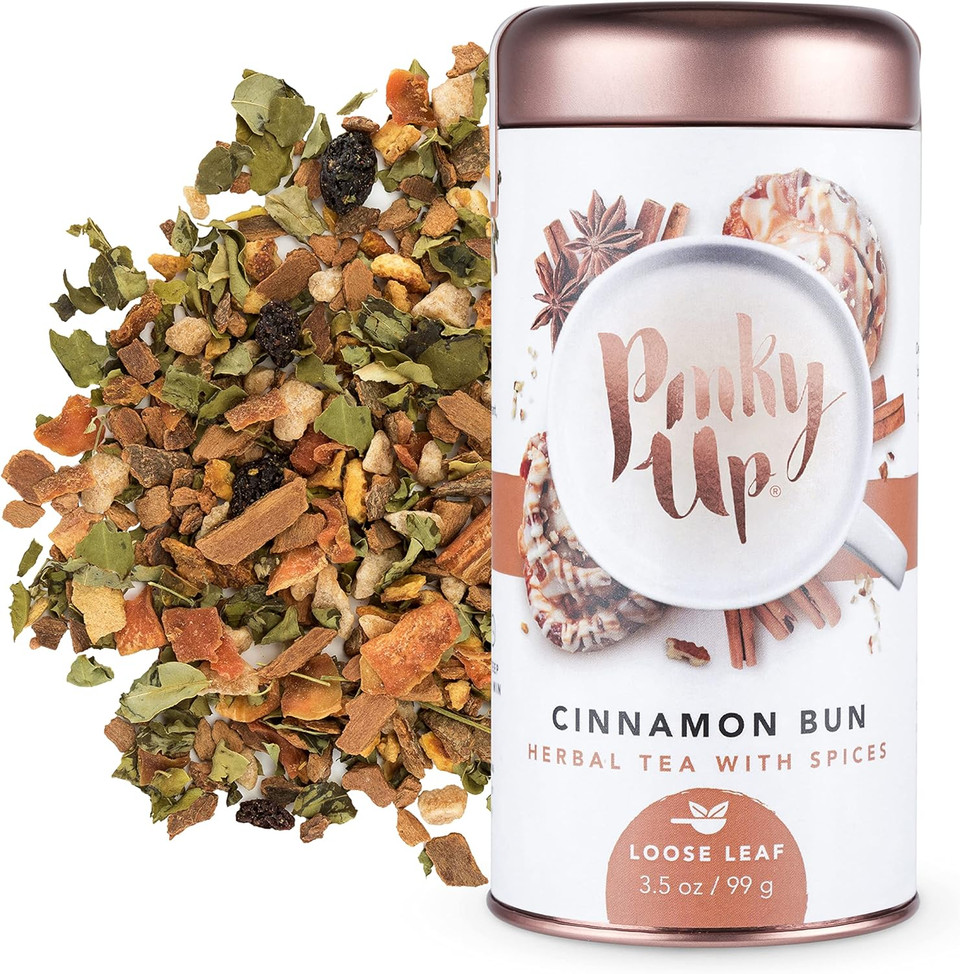 Pinky Up Cinnamon Bun Loose Leaf Tea | Herbal Tea, Caffeine Free, Naturally Calorie & Gluten Free | 3.5 Ounce Tin, 25 Servings