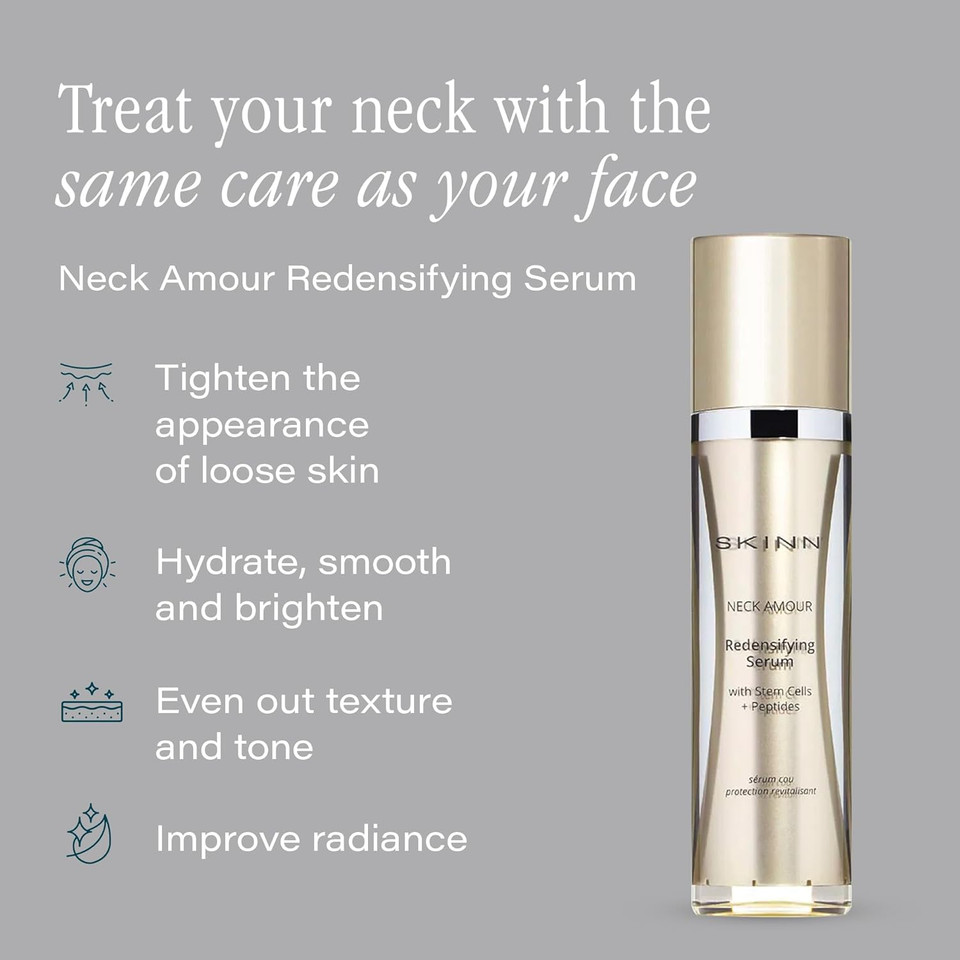 Skinn Neck Amour Redensifying Serum - Anti-Aging Neck Treatment With Plant Stem Cells, Niacinamide + Peptides Tighten The Appearance Of Loose, Sagging & Crepey Skin