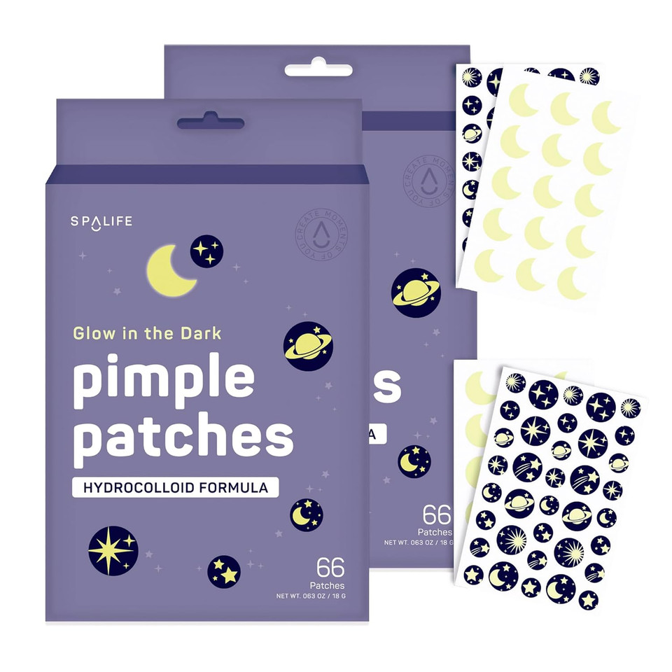 Spalife Beauty Glow In The Dark Pimple Patches  Hydrocolloid Formula For Acne, Spots, Redness, And Oiliness  132 Assorted  Acne Patches  Spot Treatment - Zit Patches