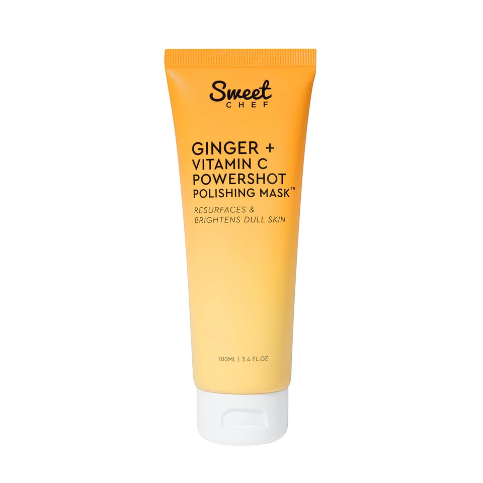 Sweet Chef Ginger + Vitamin C Powershot Polishing Mask - Brightening Face Mask For Dark Spots & Uneven Skin Tone + Maca, Rice Powders & Aha Face Exfoliant & Resurfacing Formula (3.4Oz)