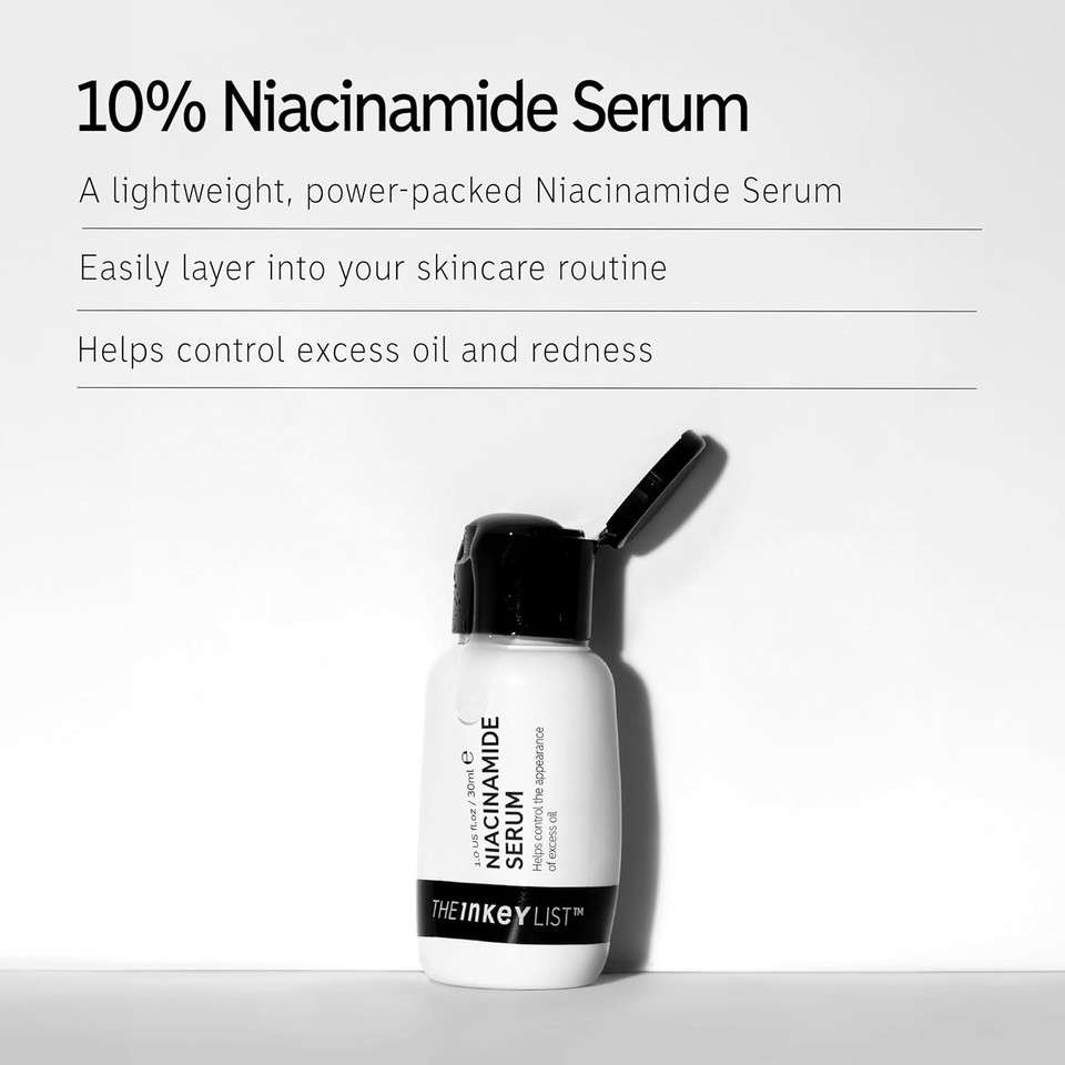 The Inkey List 10% Niacinamide Serum, Lightweight Oil Control Serum Helps With Blemishes And Appearance Of Redness, Hydrating 1% Hyaluronic Acid 30Ml, 1 Fl Oz