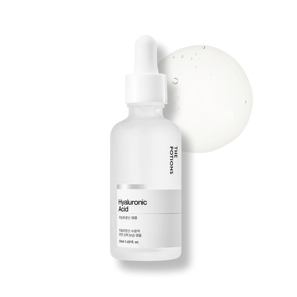 The Potions Hyaluronic Acid Ampoule For Face L Hydrating Moisturizer L Korean Skincare, Cruelty-Free, Hypoallergenic - 50Ml