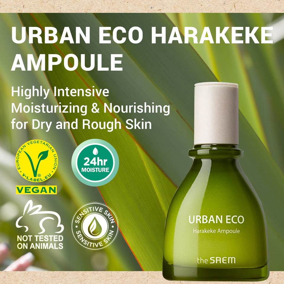 Thesaem Urban Eco Harakeke Ampoule 1.52 Fl.Oz.  Vegan Moisturizing Face Serum With Harakeke Extract And Hyaluronic Acid - Hydrating Ampoule To Strengthen Skin Barrier