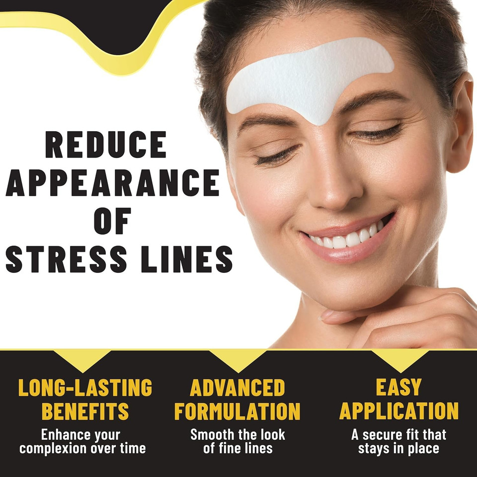 Forehead Wrinkle Patches | Forehead Lines Remover | Anti-Wrinkle Patches For Smoothing Fine Lines With Hydrogel, Aloe Extract, Collagen, Vitamin E, For All Skin Types - 12 Pcs