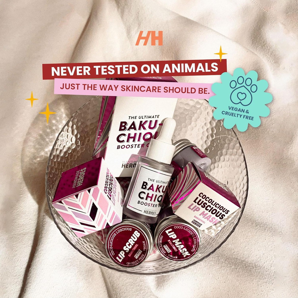 Travel Size 2% Bakuchiol Oil And Hyaluronic Acid Serum By Handmade Heroes With Sugarcane Squalane, All Natural Retinol Alternative For Radiant And Line Smoothing Travel Set For Dewy Skin