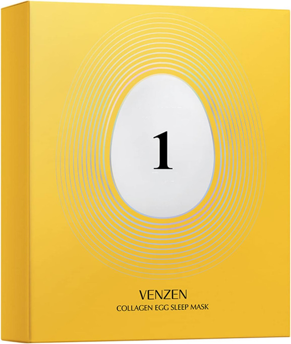 Venzen Facial Deep Moisturizing Refreshing Delicate Care Collagen Egg Yolk Sleep Face Mask 5Gx8Pcs