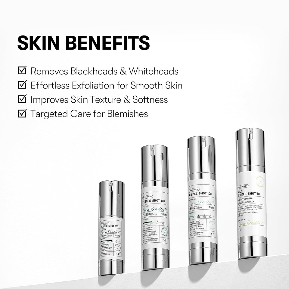 Vt Cosmetics Bundle Cica Reedle Shot 100, Cica Mask Cleanser With Brush, Microneedling Serum, 2-In-1 Clay Mask-To-Foam Cleanser, Centella Asiatica, For Acne-Prone & Sensitive Skin, Korean Skincare