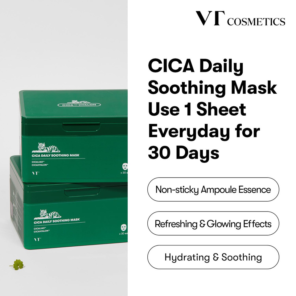Vt Cosmetics Daily Soothing Mask 30 Pcs And Cica Reti-A Mask Sheet 30 Pcs 11.83Oz(350G)*2