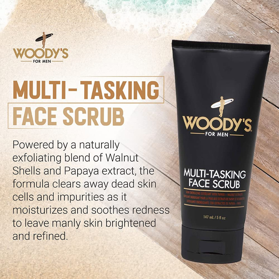 Woody'S Multi-Tasking Face Scrub, Hydrating Cleanser And Exfoliant For Men, 5 Fl Oz