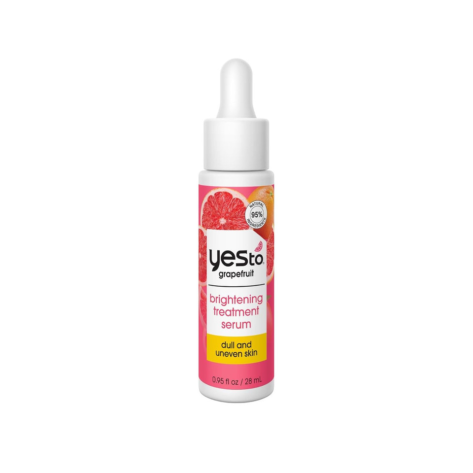 Yes To Grapefruit Treatment Serum, Brightening Lightweight Formula To Loosen Dead Skin Cells, Smooth Complexion & Tone Skin, With Vitamin C & Phas, Natural, Vegan & Cruelty Free, 0.95 Fl Oz