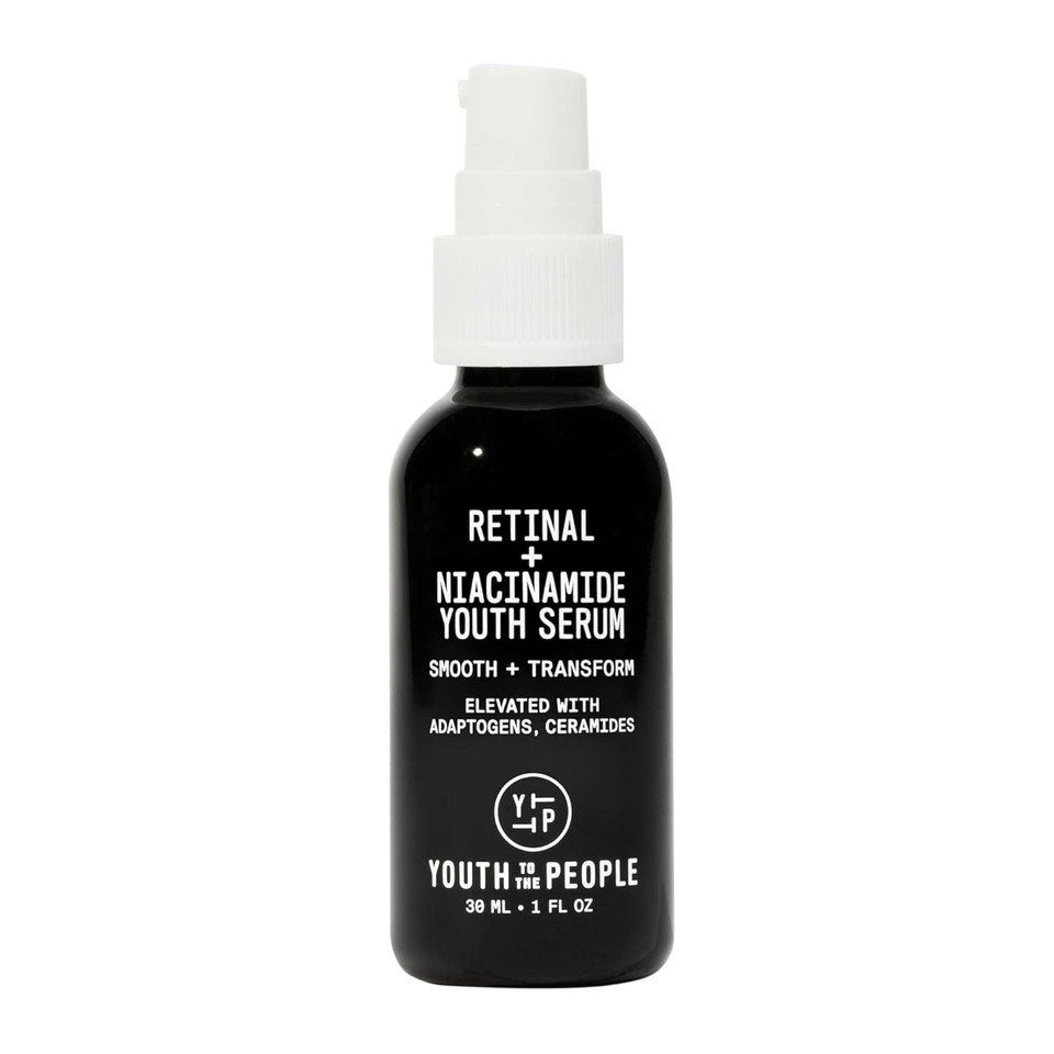 Youth To The People Retinal + Niacinamide Youth Face Serum (1 Fl Oz), Smooths Textured + Blemished Skin, Reduces Fine Lines, Brightens Uneven Tone, Adaptogens + Ceramides, Fragrance-Free, Vegan