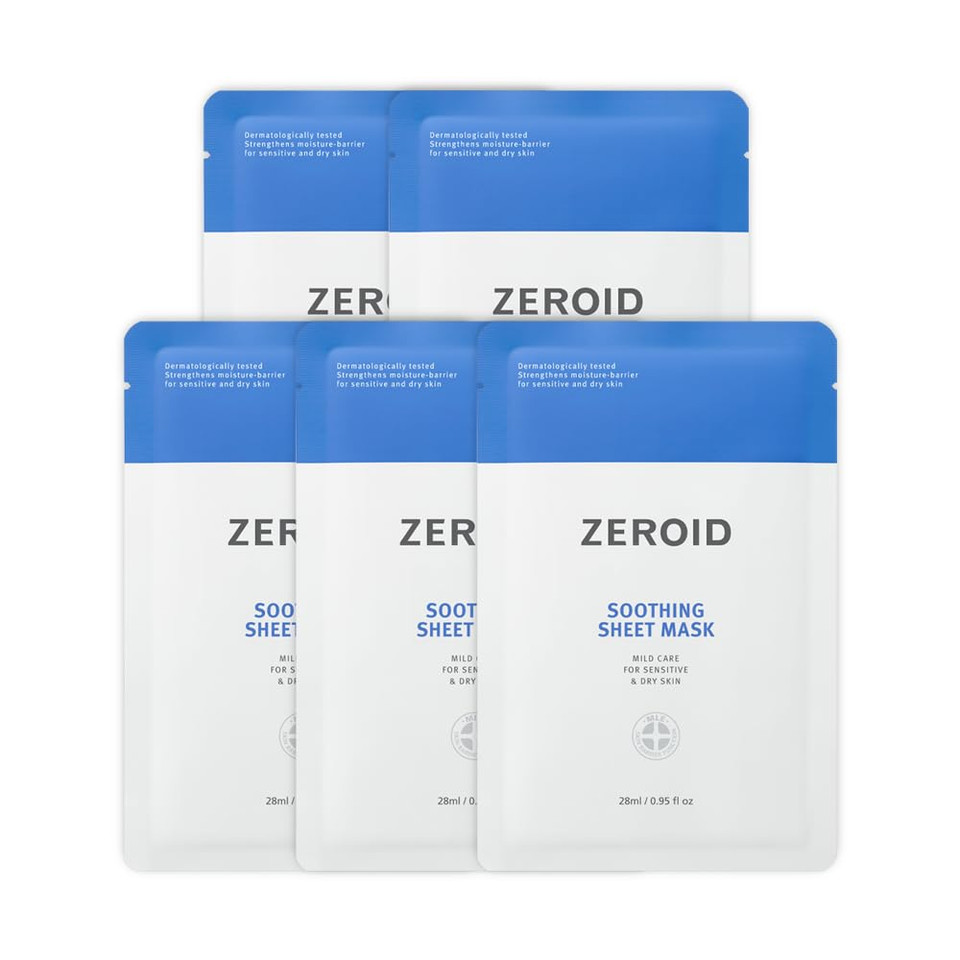 Zeroid | Soothing Sheet Mask | Face Masks Skincare For Sensitive And Dry Skin | Korean Face Mask With Hyaluronic Acid & Ceramide | Hydration & Skin Barrier Enhancement | Pure Cotton Sheet | 5 Sheets Zeroid | Soothing Sheet Mask | Face Masks Skincare For Sensitive And Dry Skin | Korean Face Mask With Hyaluronic Acid & Ceramide | Hydration & Skin Barrier Enhancement | Pure Cotton Sheet | 5 Sheets