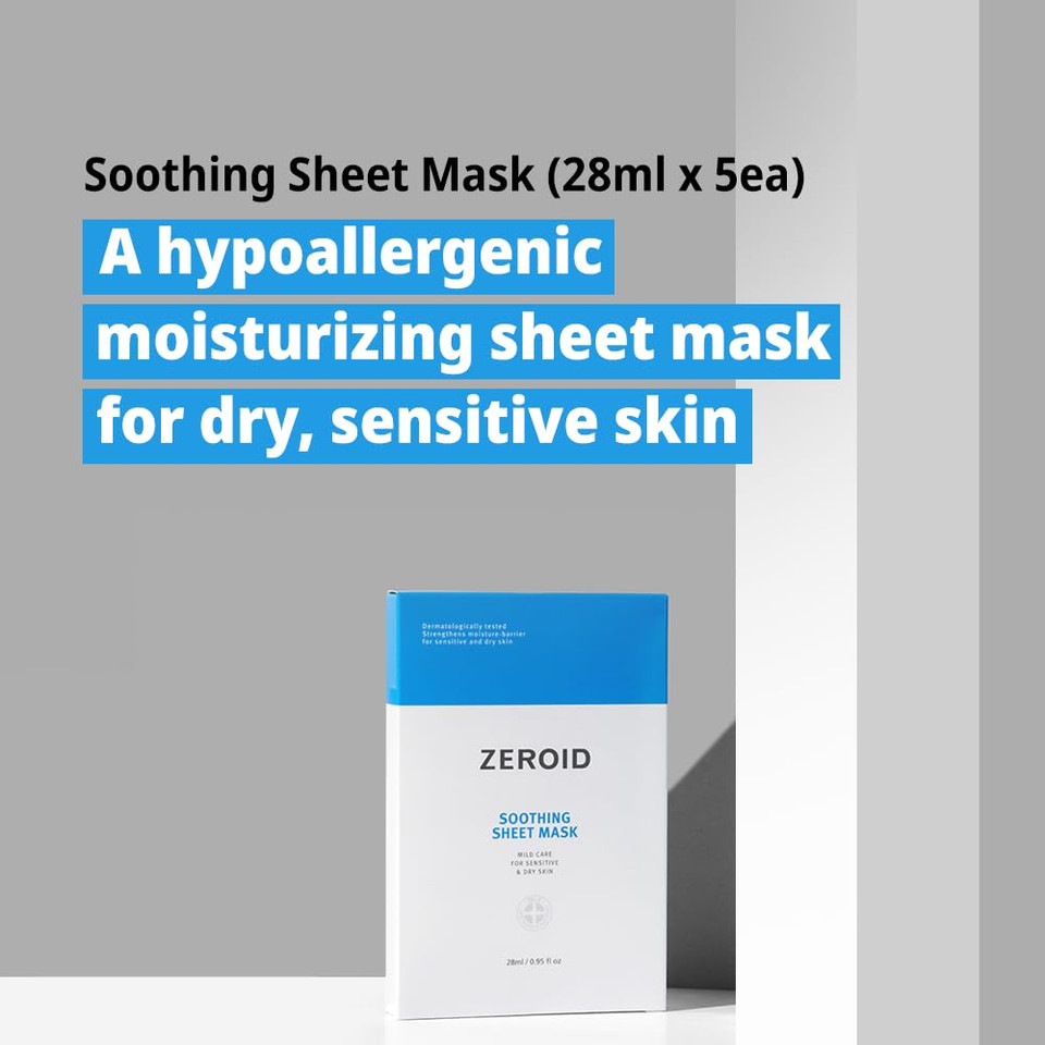 Zeroid | Soothing Sheet Mask | Face Masks Skincare For Sensitive And Dry Skin | Korean Face Mask With Hyaluronic Acid & Ceramide | Hydration & Skin Barrier Enhancement | Pure Cotton Sheet | 5 Sheets Zeroid | Soothing Sheet Mask | Face Masks Skincare For Sensitive And Dry Skin | Korean Face Mask With Hyaluronic Acid & Ceramide | Hydration & Skin Barrier Enhancement | Pure Cotton Sheet | 5 Sheets