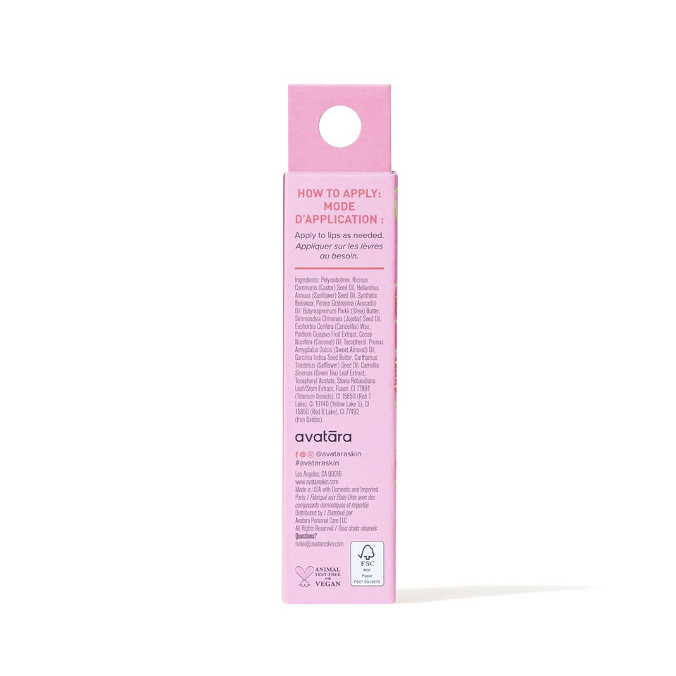 Avatara Papaya Pop Tinted Lip Jelly, Hydrating Lip Gloss Treatment With Vitamin-Rich Botanicals, Peachy-Coral Tint, Vegan & Cruelty-Free, Soothes & Softens Dry Lips, 15Ml/0.51 Fl Oz