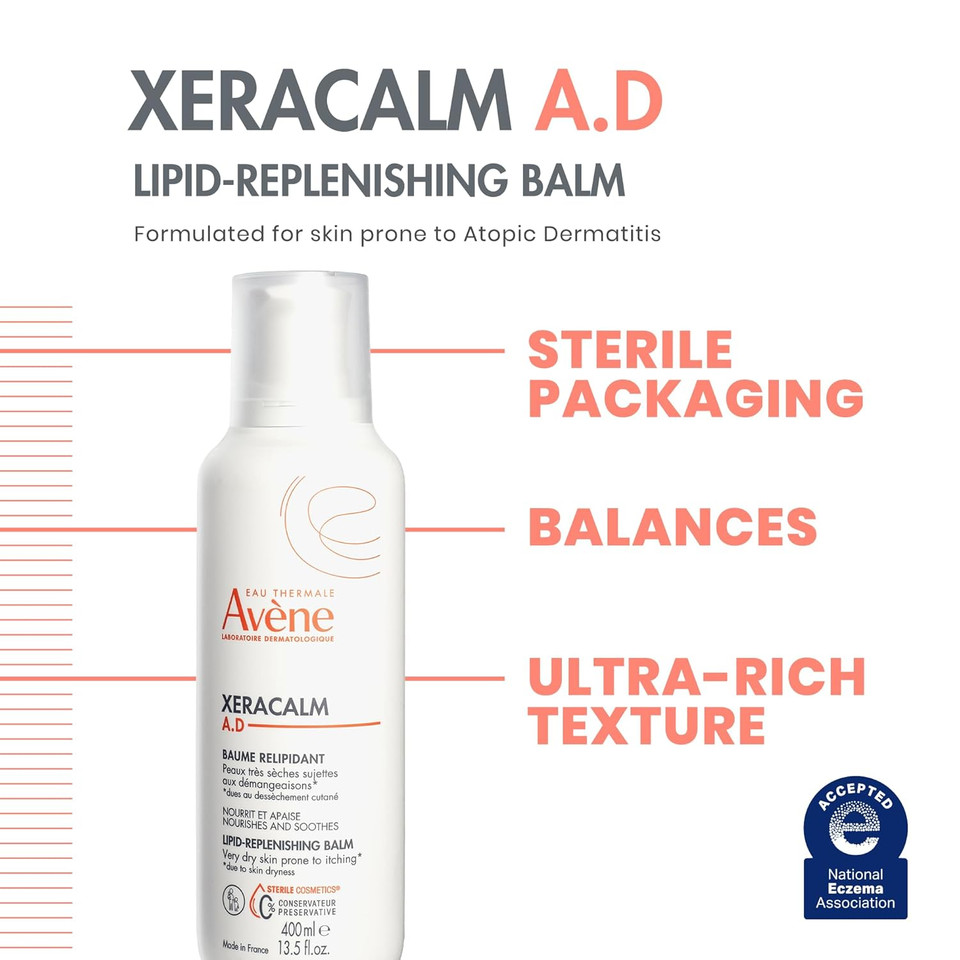 Avène Xeracalm A.D Lipid-Replenishing Balm, Atopic Dermatitis, Eczema-Prone Skin, For Dry, Itchy Skin, Restore Skin Barrier, Infants, Children & Adults, No Preservatives, Fragrance-Free 6.7 Oz