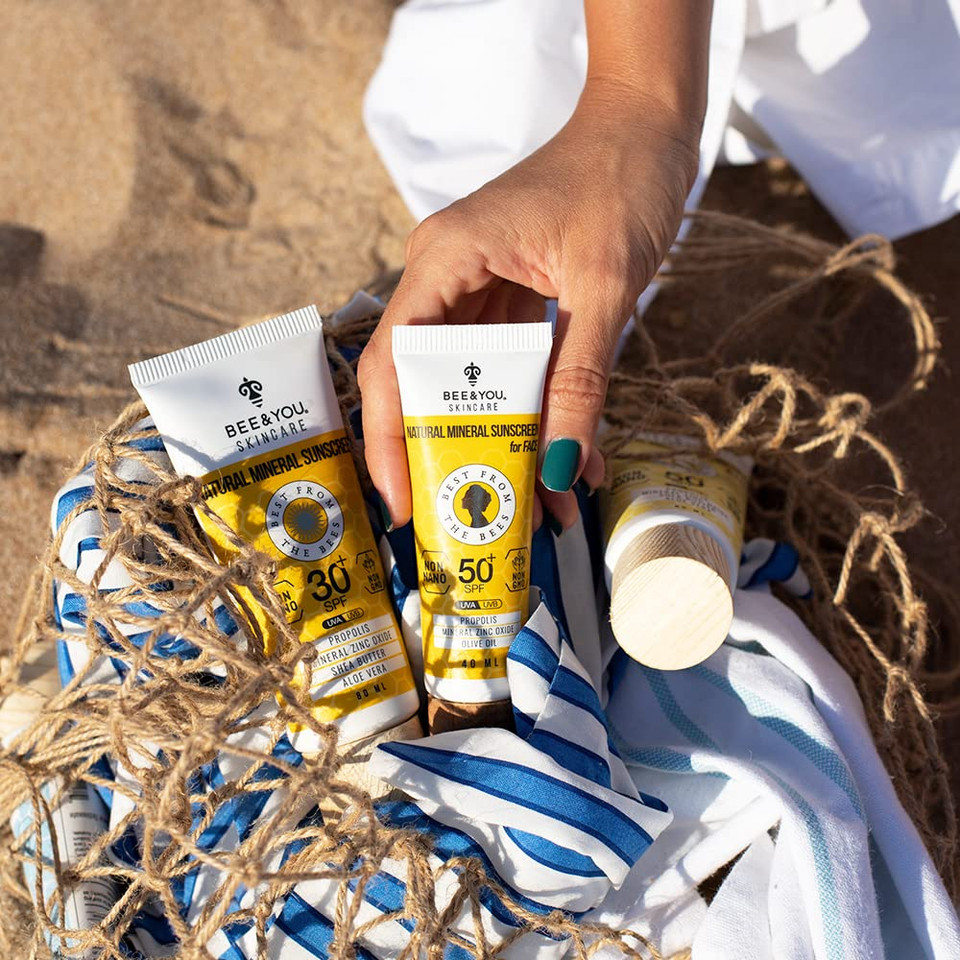 Bee And You Spf 50 Clear Sunscreen And Beeswax Lip Balm, 100% Natural, Propolis Extract, Mineral Based Zinc Oxide, Chapped Lips Treatment Severe, Shea Butter