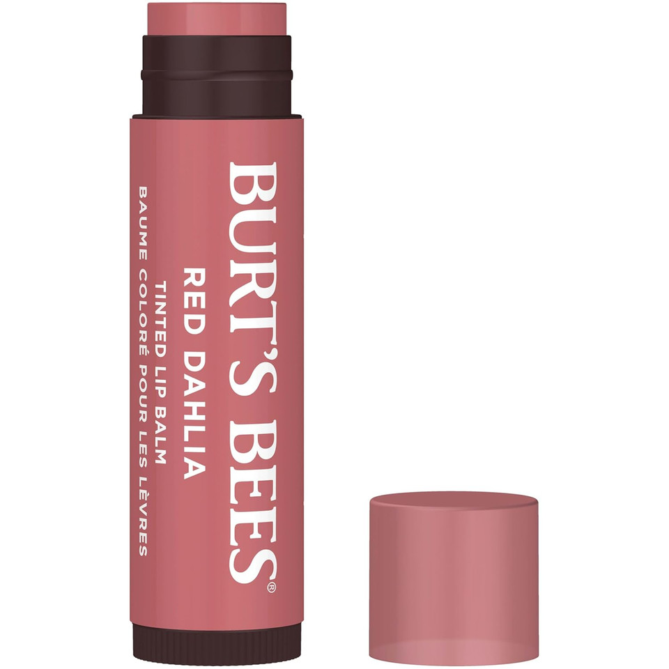 Burt'S Bees Lip Tint Balm, Long Lasting 2 In 1 Duo Tinted Balm Formula, Color Infused With Hydrating Shea Butter For A Natural Looking Buildable Finish, Red Dahlia, 1 Tube