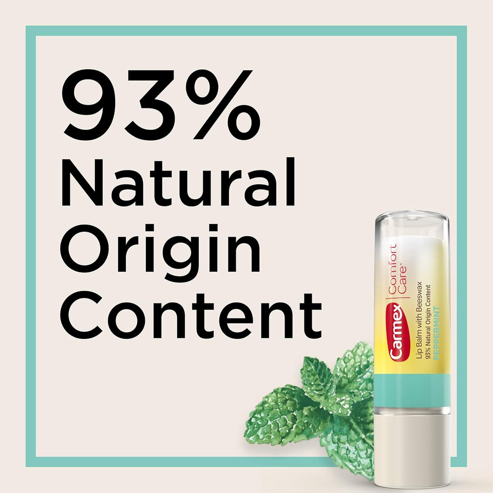 Carmex Comfort Care Lip Balm Stick With Beeswax, Peppermint Lip Balm - 0.15 Oz Each, 2 Count