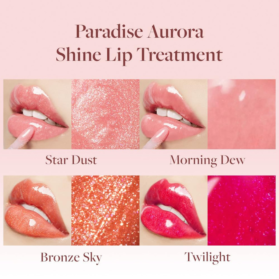 Deardahlia Paradise Aurora Shine Lip Treatment  Hydrating Lip Care With Plant-Based Ingredients, Glass-Like Shine, Non-Sticky & Lightweight, 0.21 Fl. Oz (Morning Dew, 0.21 Fl. Oz)