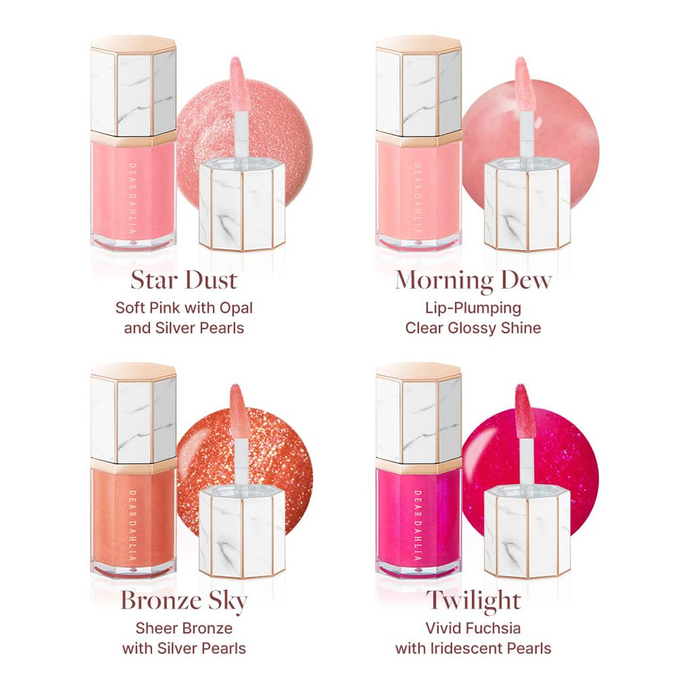 Deardahlia Paradise Aurora Shine Lip Treatment  Hydrating Lip Care With Plant-Based Ingredients, Glass-Like Shine, Non-Sticky & Lightweight, 0.21 Fl. Oz (Morning Dew, 0.21 Fl. Oz)