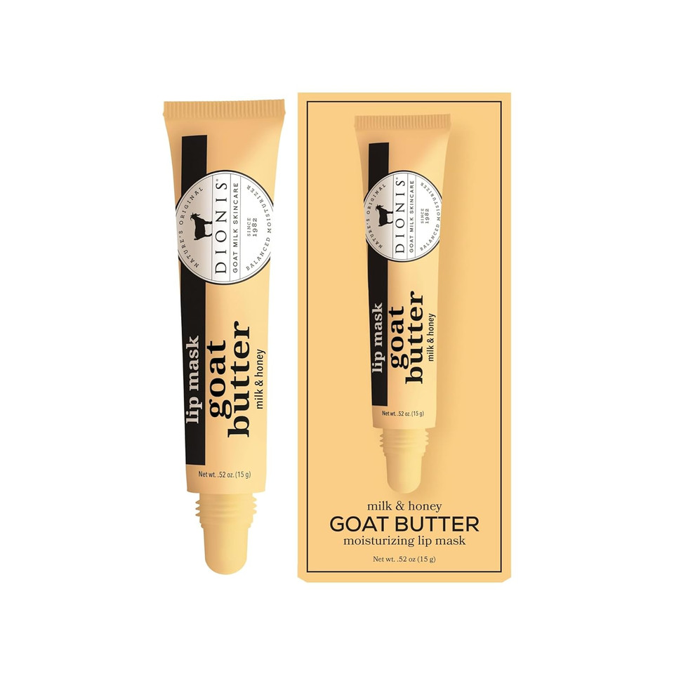 Dionis Goat Butter Overnight Lip Mask & Lip Balm Kit - Goat Milk, Jojoba & Moringa Oils Moisturize & Repair Chapped Lips Overnight While Lip Balm Keeps Moisture Locked In All Day, Creamy Coconut