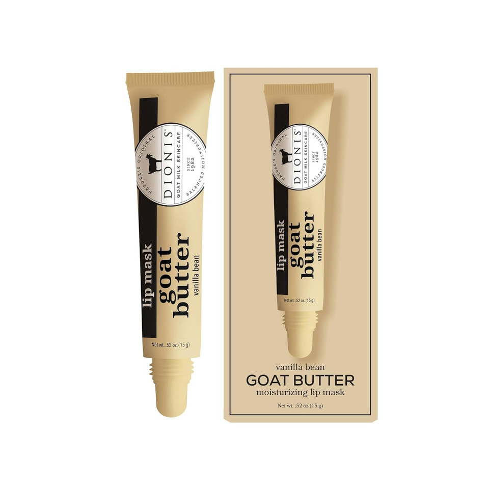 Dionis Goat Milk Vanilla Bean Overnight Butter Lip Mask  Hydrating Lightly Tinted Lips Treatment With Jojoba Oil And Moringa  Clean, Paraben-Free, Cruelty-Free  Made In Usa  0.52 Oz